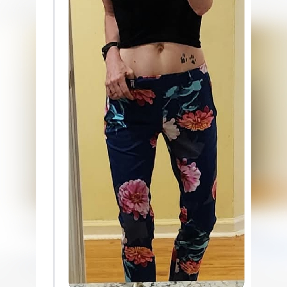 Banana Republic Blue Floral Ankle Crop Pants